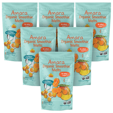 Amara Smoothie Melts - Mango Carrot - Baby Snacks Made With Fruits And Vegetables - Healthy Toddler Snacks For Your Kids Lunch B