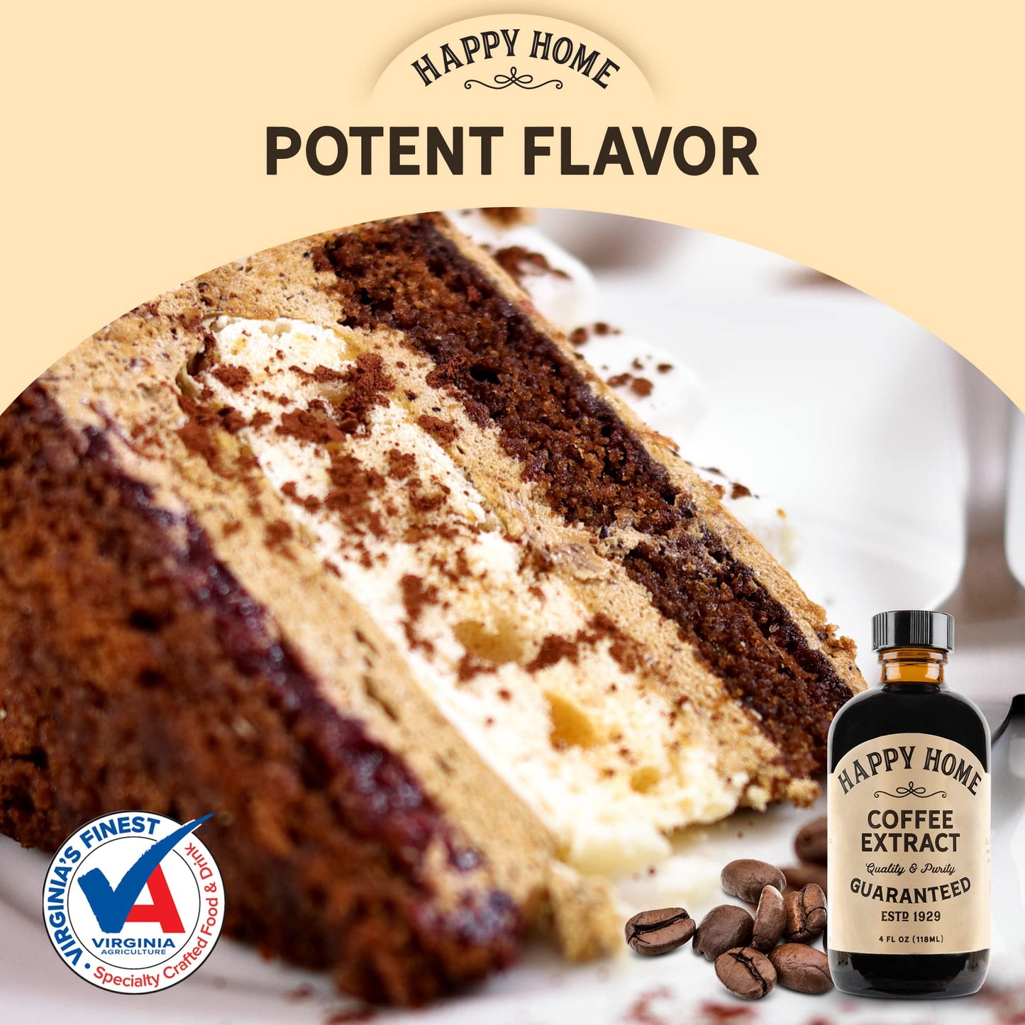 Happy Home Premium Natural Coffee Flavor - Certified Kosher, 4 Oz.