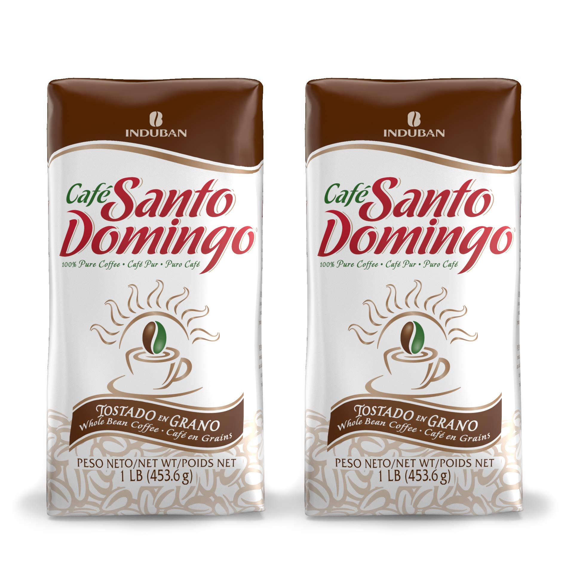 Caf   Santo Domingo, 16 Oz Bag, Whole Bean Coffee, Medium Roast - Product From The Dominican Republic (Pack Of 2)