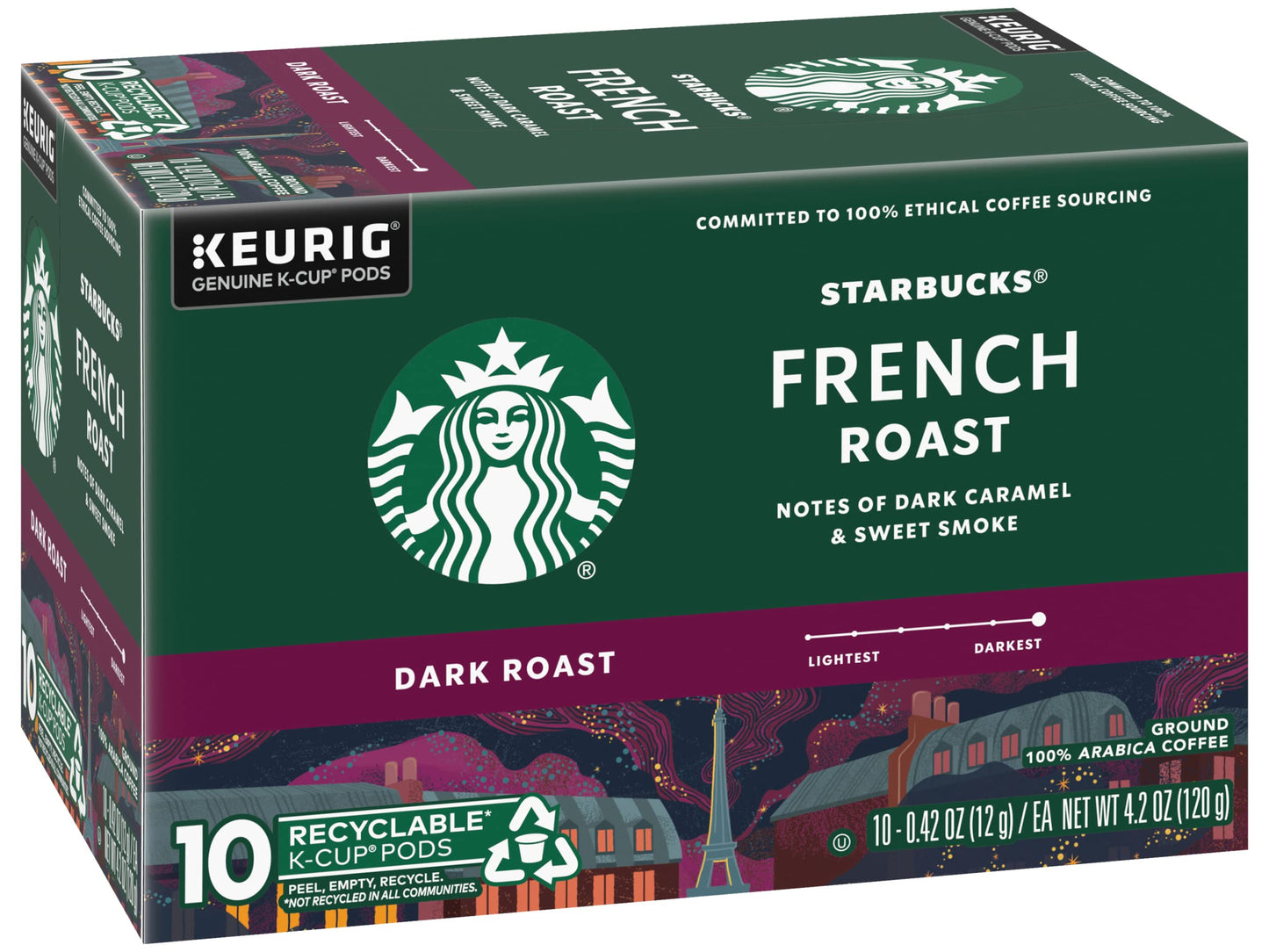 Starbucks K-Cup Pods, French Roast Dark Roast Coffee, 10 Count (Pack of 2)