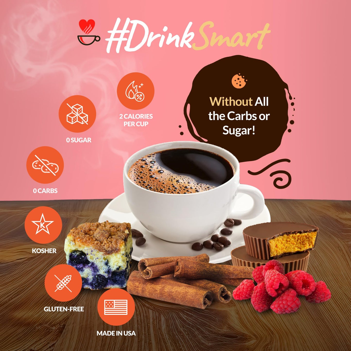 Smart Sips Coffee Decaf Flavored Coffee Variety Sampler - 48 Count, Medium Roast, Compatible with Keurig K-Cup malt-inspired