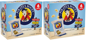 Pirates Booty Aged White Cheddar Cheese Puffs, Gluten-Free, Kids Snacks, 1 oz (6ct) (Pack of 2)