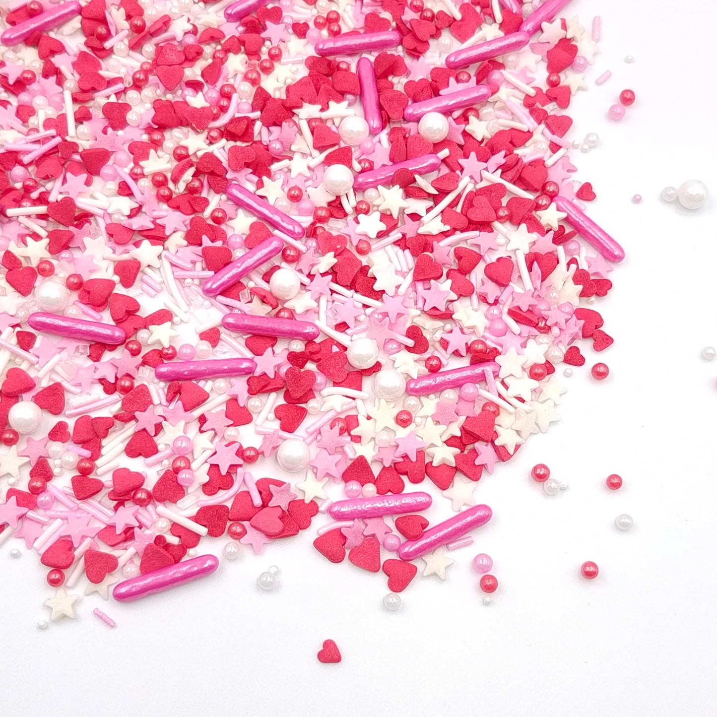Sentovac Edible Red Heart Pink Star Mix Sprinkles For Decorating 1 Bottle 3.35Oz/ 95G | Cake Cupcakes And Ice Cream Topper Decor