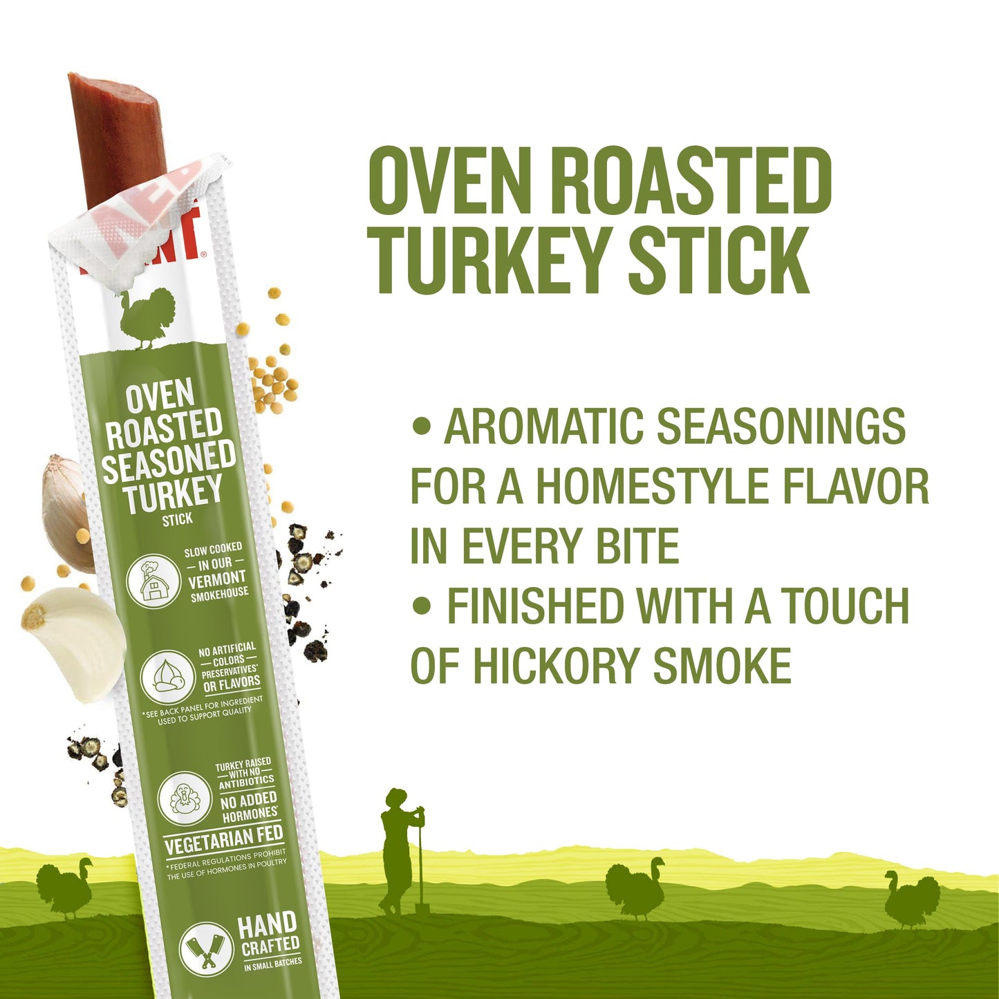 Vermont Smoke & Cure Meat Sticks - Oven Roasted Turkey - Protein Snacks, No Antibiotics Or Added Hormones, Hiking Snacks- 1 Oz,