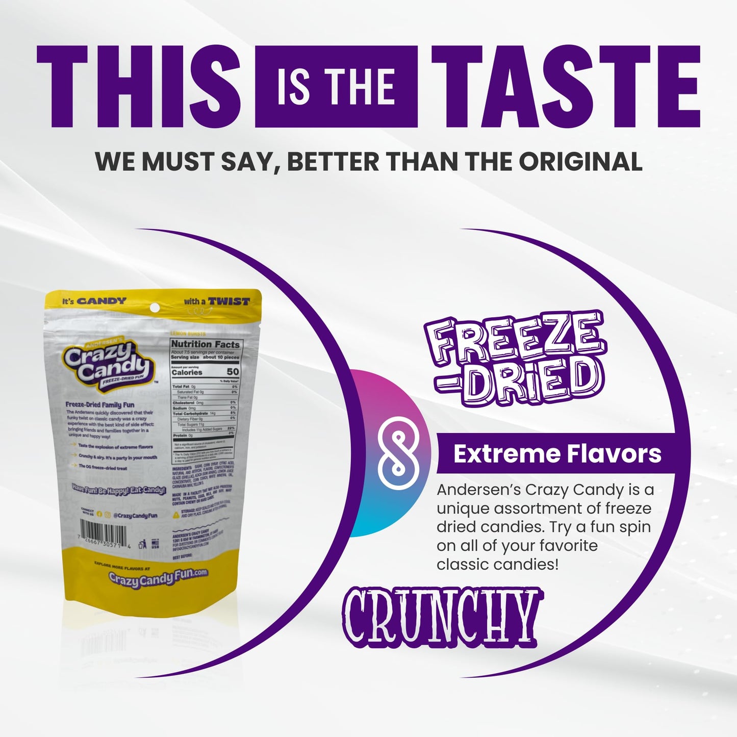 Andersen'S Crazy Candy Freeze Dried Candy - Freeze Dried Lemon Burst, 3.3 Ounces