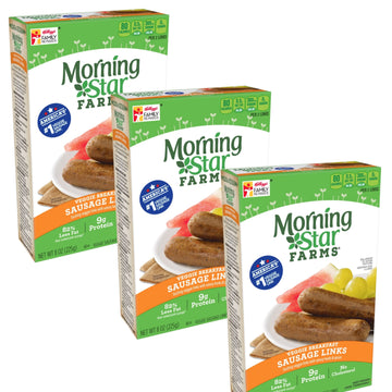 Ready Set Gourmet Morningstar Farms Veggie Sausage Links - Plant-Based, 9g Protein, Frozen, 3 Pack (8 oz Each)