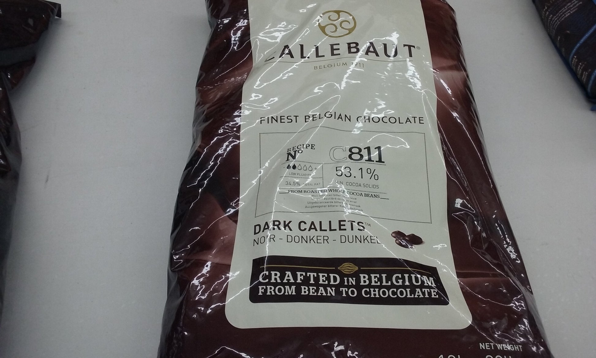 Callebaut Belgian Dark Chocolate Baking Callets (Chips) - 52.3 % 1 Bag, 22 Lbs,, 22 Lb ()