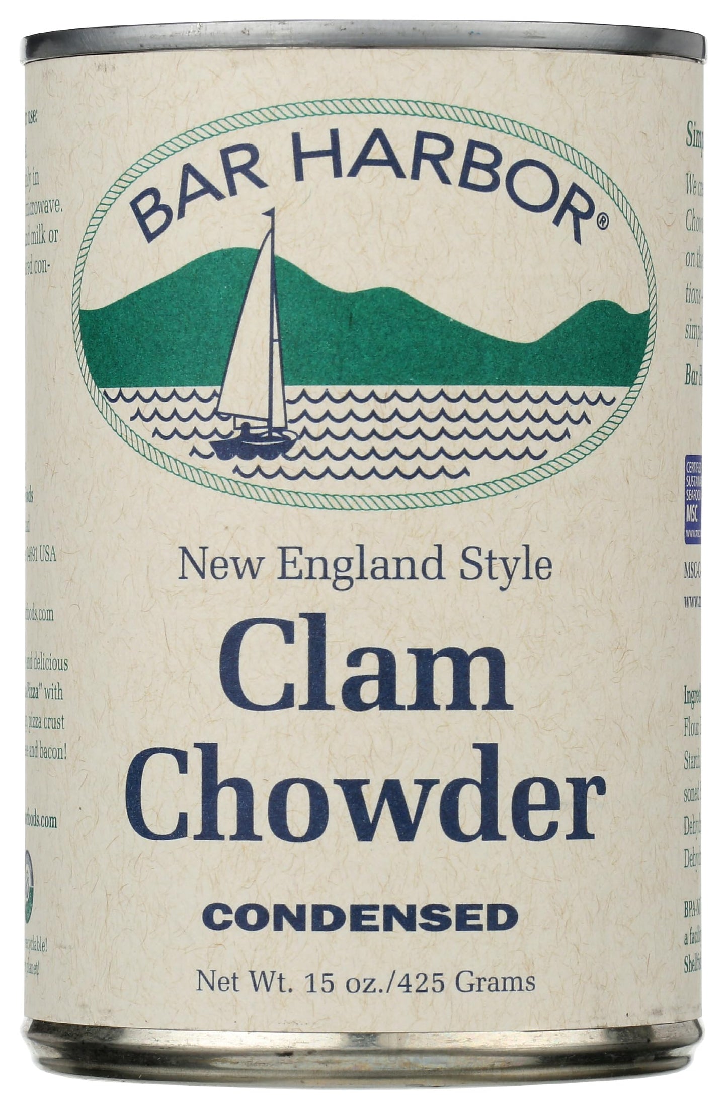 Bar Harbor Chowder, All Natural New England Clam, Cans - 15 Ounce