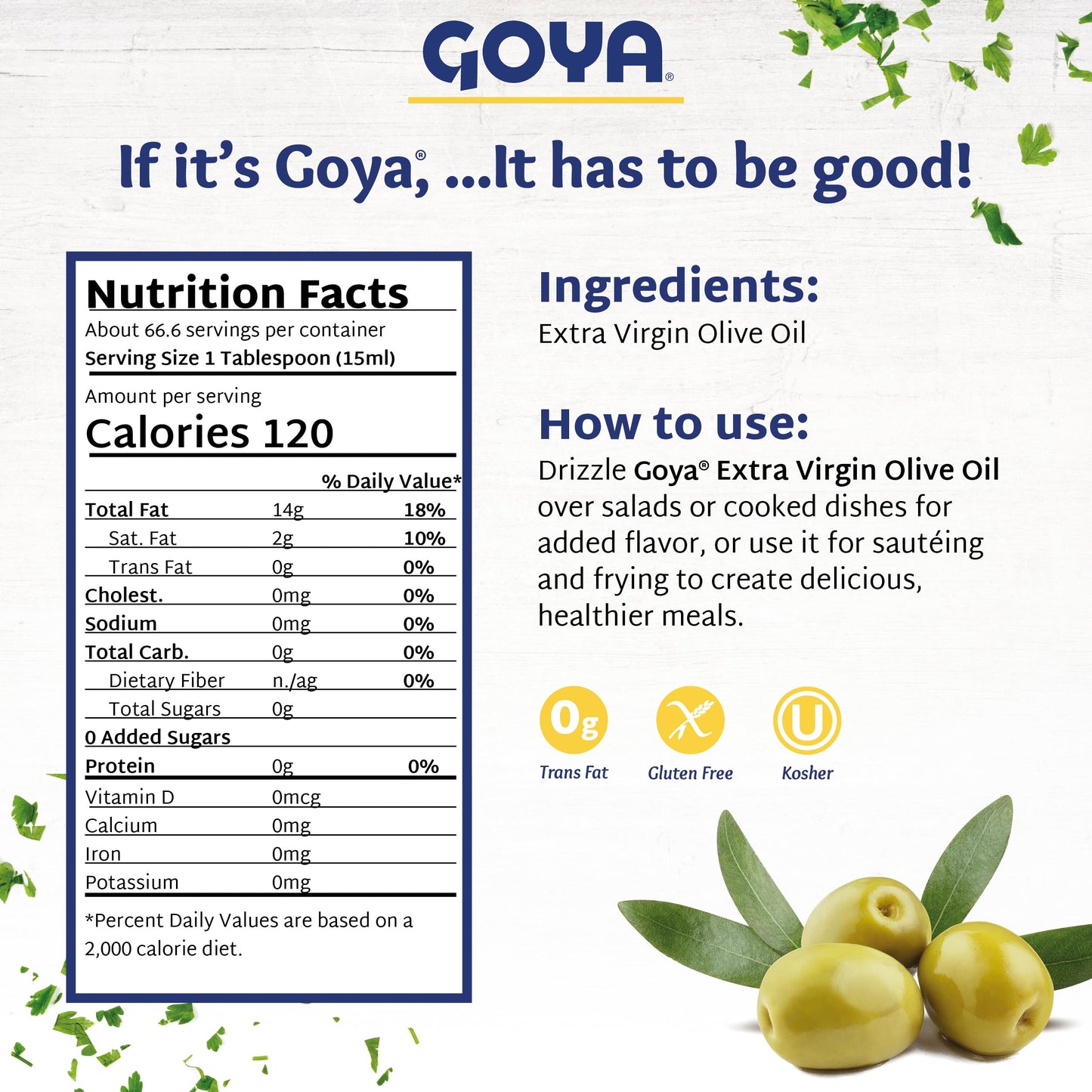Extra Virgin Olive Oil By Goya, Cold Pressed, Evoo Extra Virgin Olive Oil For Cooking, Polyphenol Rich Olive Oil, 17 Fl Oz. Bottle (Pack Of 2)