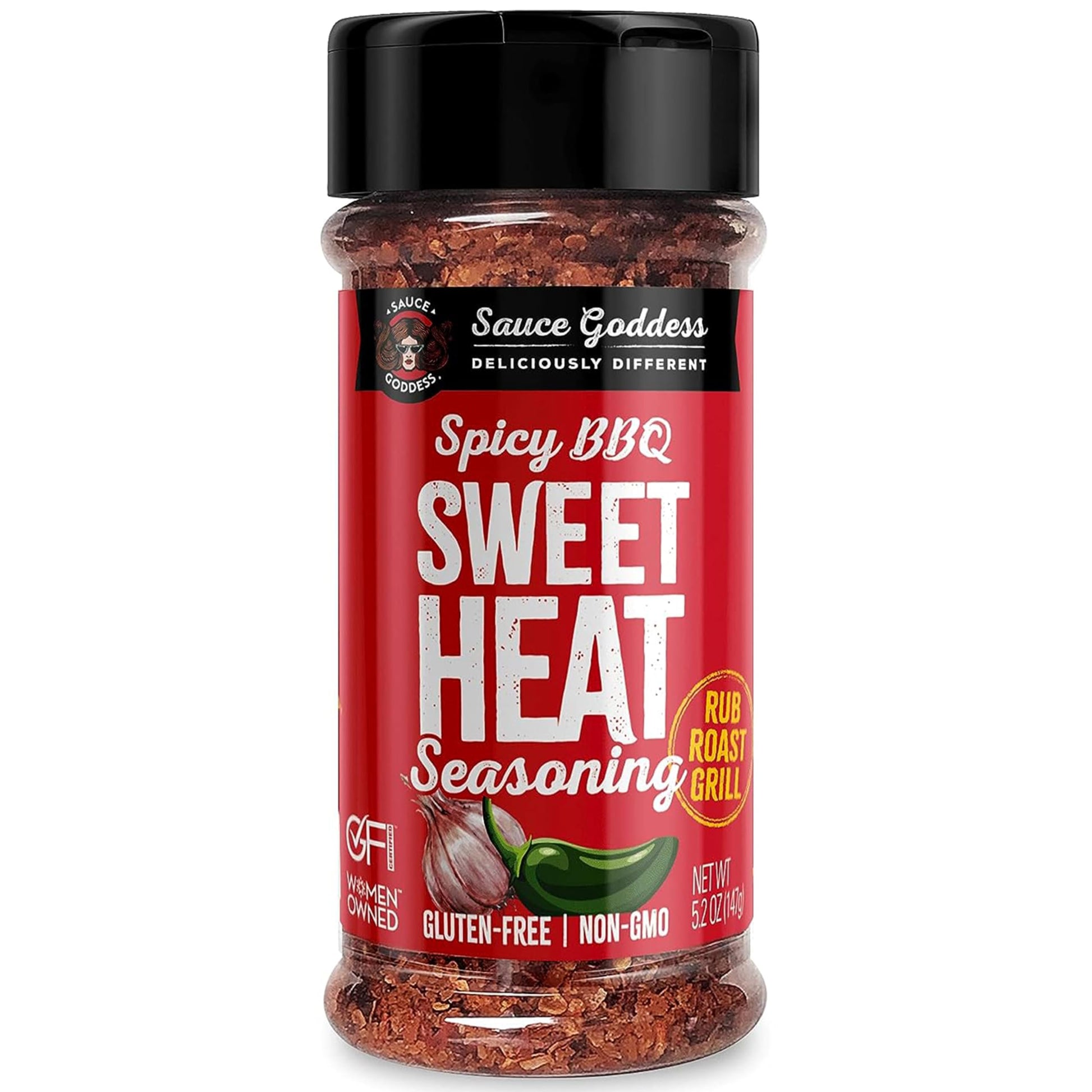 Sauce Goddess Spicy BBQ Sweet Heat Spice Shaker, Barbeque Rub with Brown Sugar and Garlic, 5.2 oz, Pack of 1