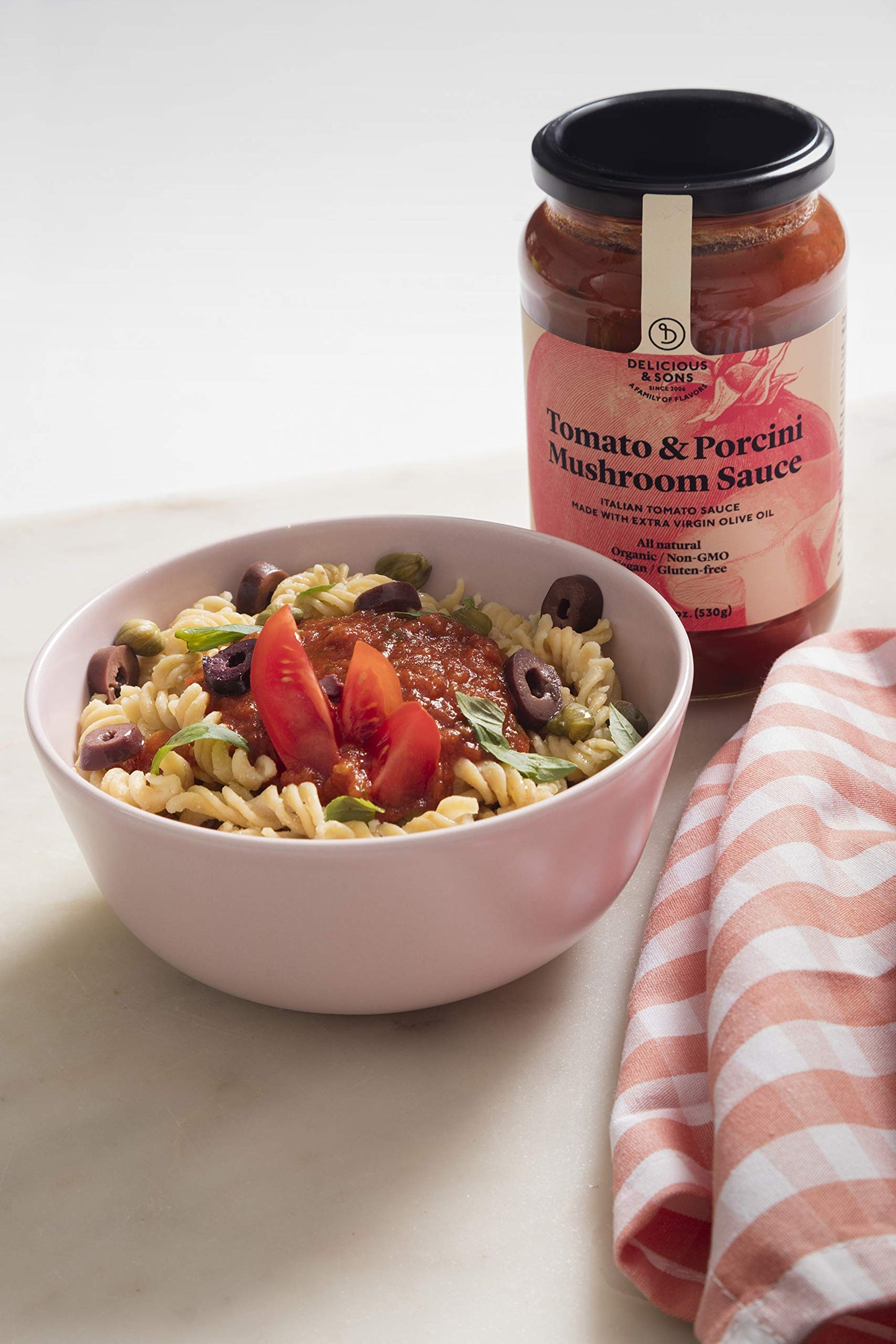 Delicious & Sons - Organic Tomato & Porcini Mushroom Italian Pasta Sauce (18.70 Oz) - Non-Gmo - Gluten-Free - Vegetarian And Veg
