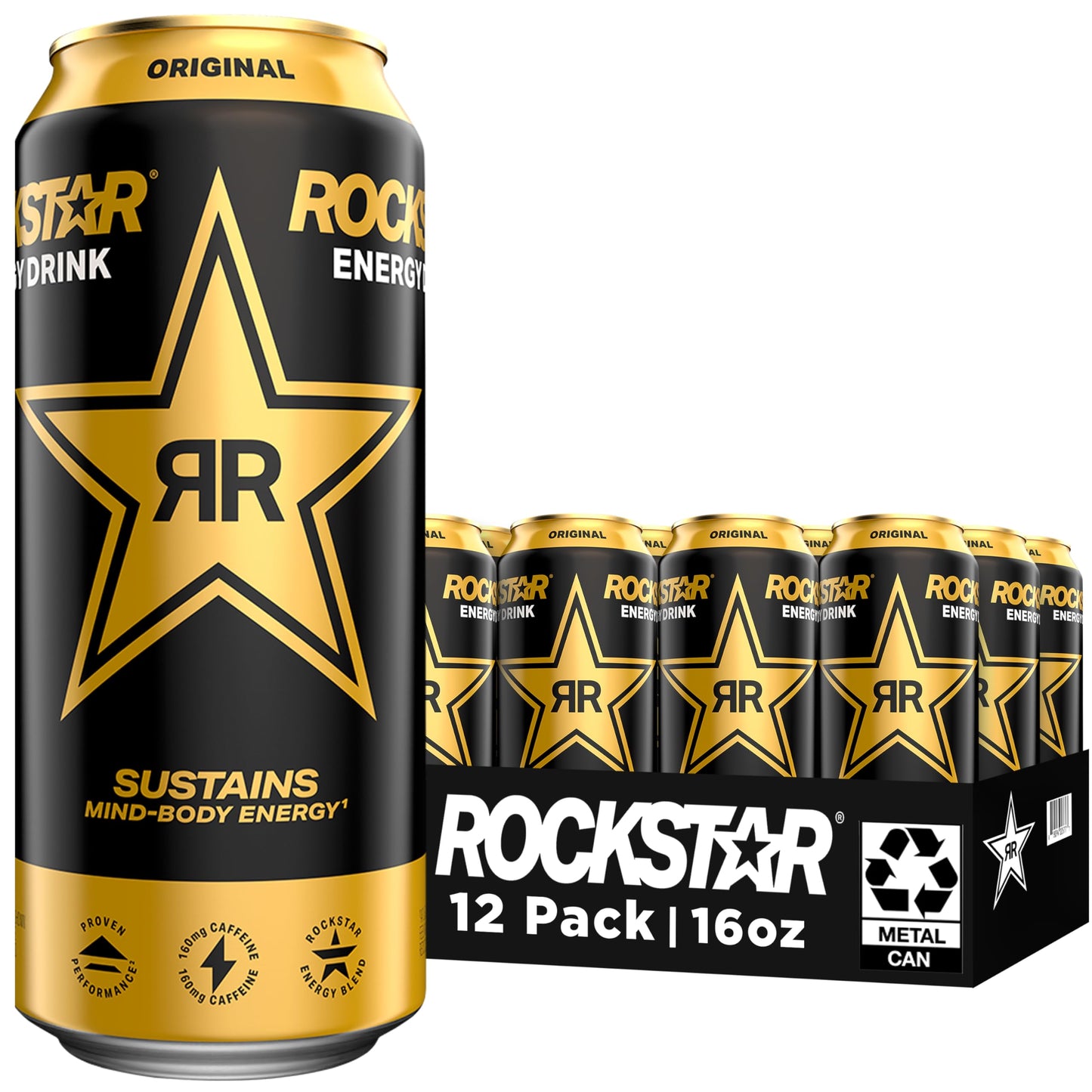 Rockstar Original Energy Drink, 16 Fl Oz, Pack of 12