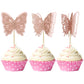 Gyufise 24Pcs Butterfly Cupcake Toppers Glitter Hollow 3D Butterfly Cupcake Picks Decoration For Butterfly Theme Wedding Anniver