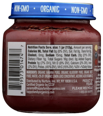 Happy Baby Organic Stage 2 Bna Blbry Beet Baby Food, 4 Oz