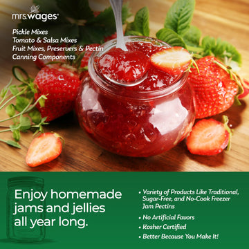 Mrs. Wages No Cook Freezer Jam | Fruit Pectin | Easy-To-Use | Fast Results | Homemade Jelly, Jams, Or Freezer Jams | 1.75 Oz Packet (Value Pack Of 12)