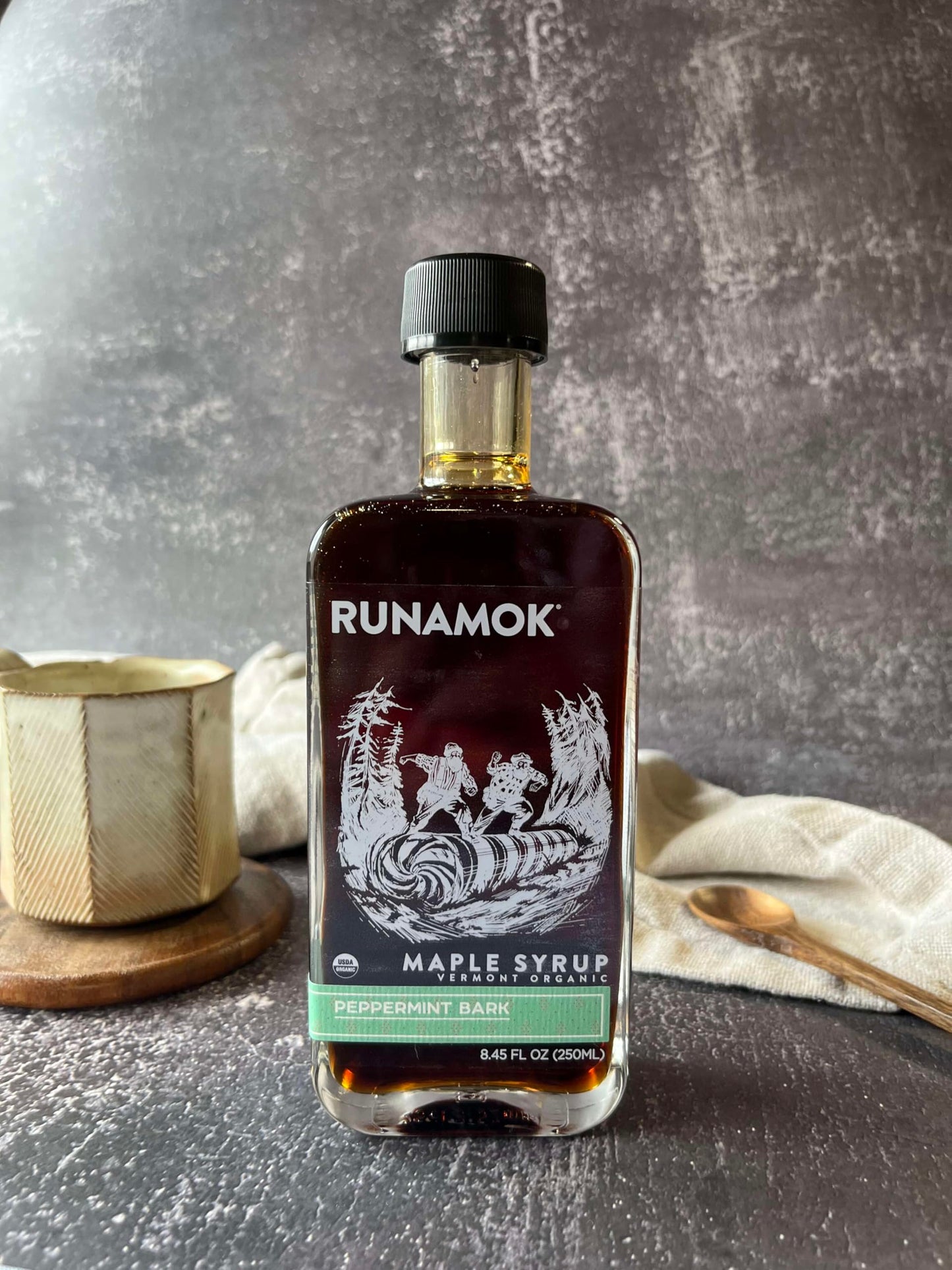 Runamok Maple Peppermint Bark Infused Maple Syrup - Gluten Free Natural Sweetener - 8.45 Fl Oz (Pack of 1)