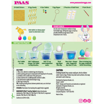 Paas Golden Shimmer Egg Decorating Kit - Add A Shiny Gold Touch To Your Easter Eggs With 24 Gold Stickers And 2 Pouches Of Gold