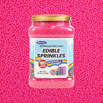 Pink Edible Nonpareils Sprinkles, Food Grade, 800G, Cupcake Decorations & Cake Topper, Donut, Ice Cream, Wedding Party Valentine