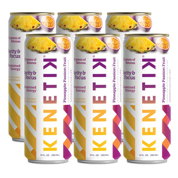 Kenetik Nootropic Ketone Drink, Caffeine & Sugar Free, 12 Fl Oz (Pack of 6), Pineapple Passionfruit
