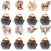 ZHUOWEISM 40 PCS Horse Cupcake Toppers - Western Cowgirl Cupcake Picks - Floral Horseshoe Hat Boots - Cake Decorations for Horse