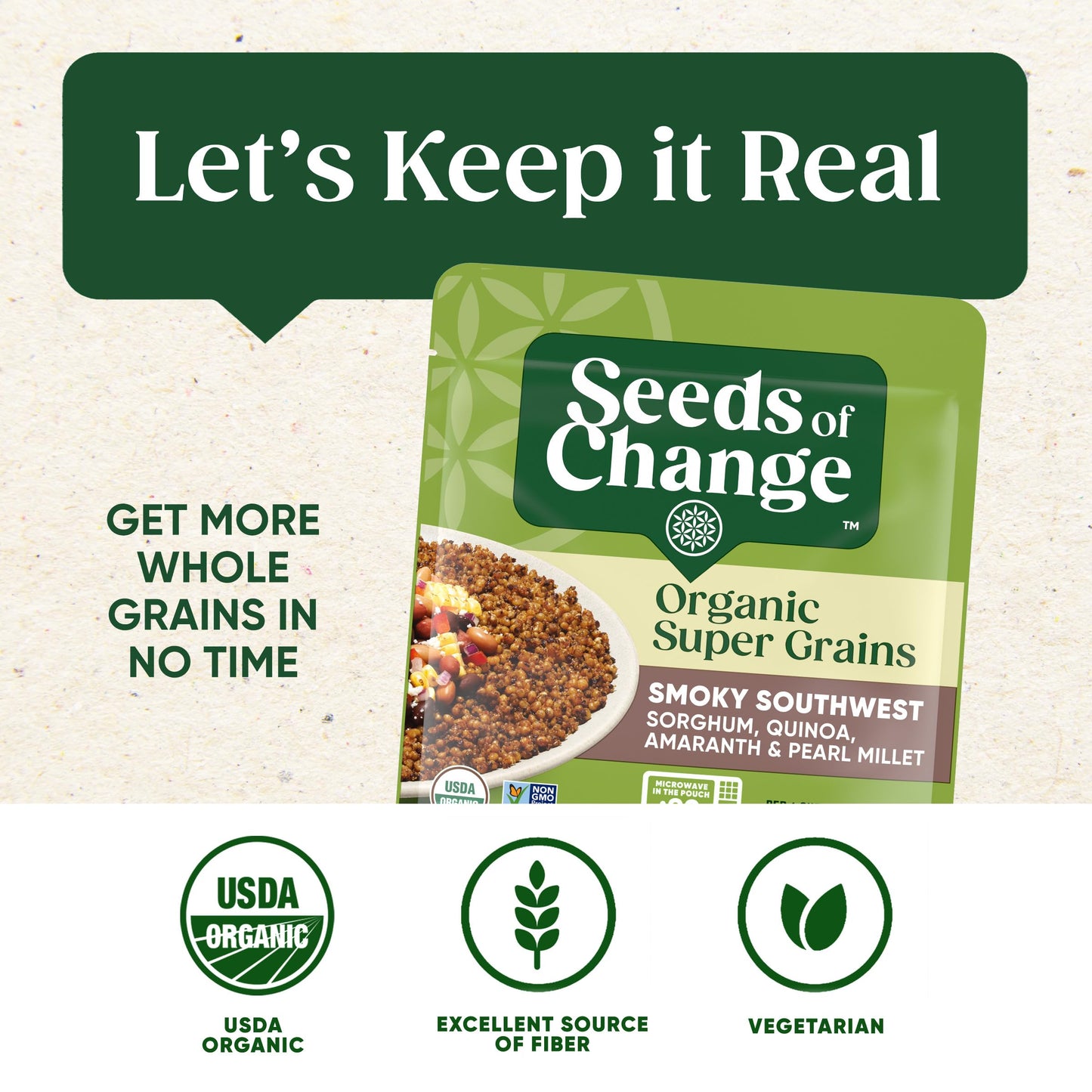 SEEDS OF CHANGE Organic Super Grains Smoky Southwest Side Dish, 8 OZ Pouch (Pack of 6)