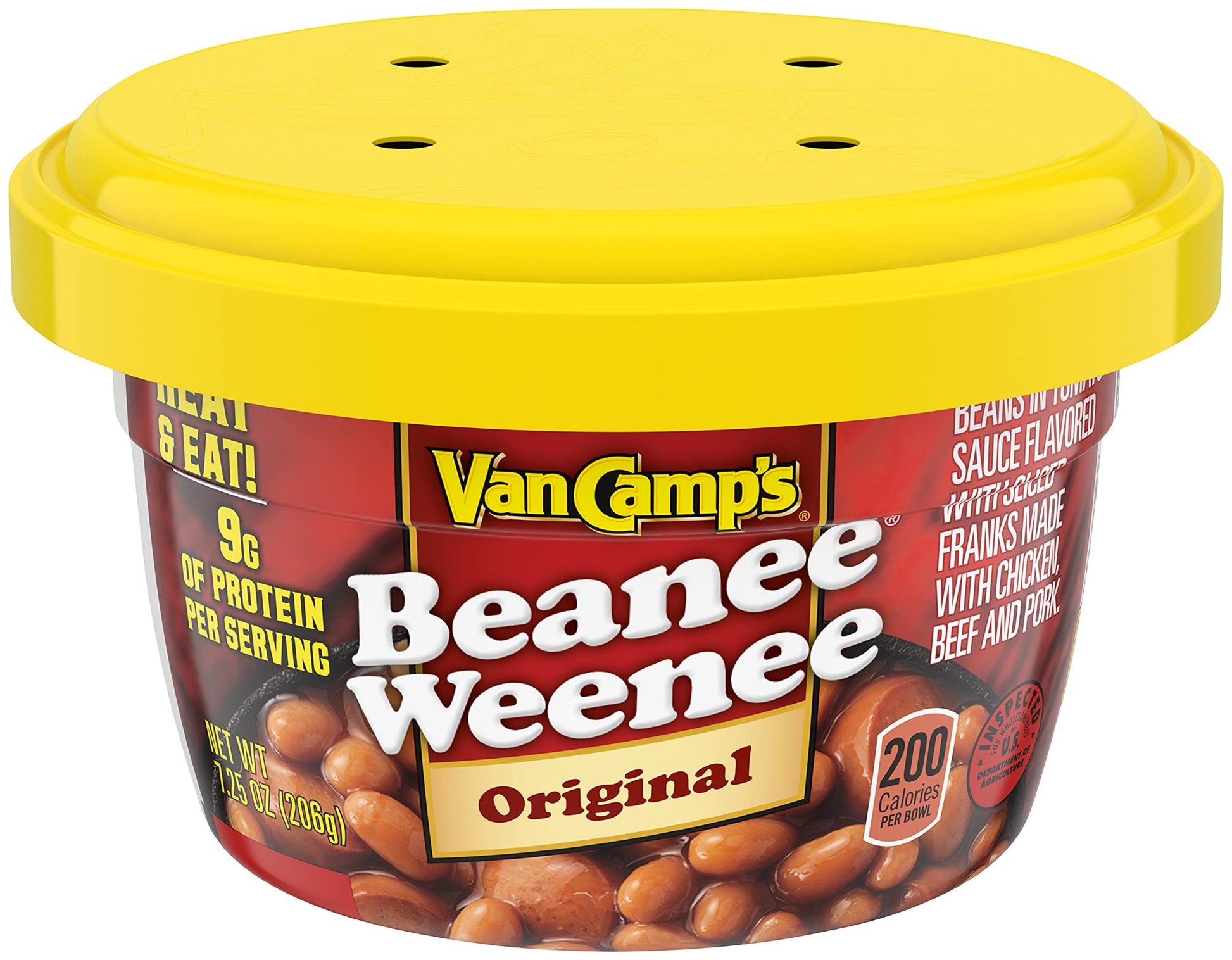 Van Camp's Beanee Weenee Original Flavor Microwavable Cups, 7.25 oz. (Pack of 12)