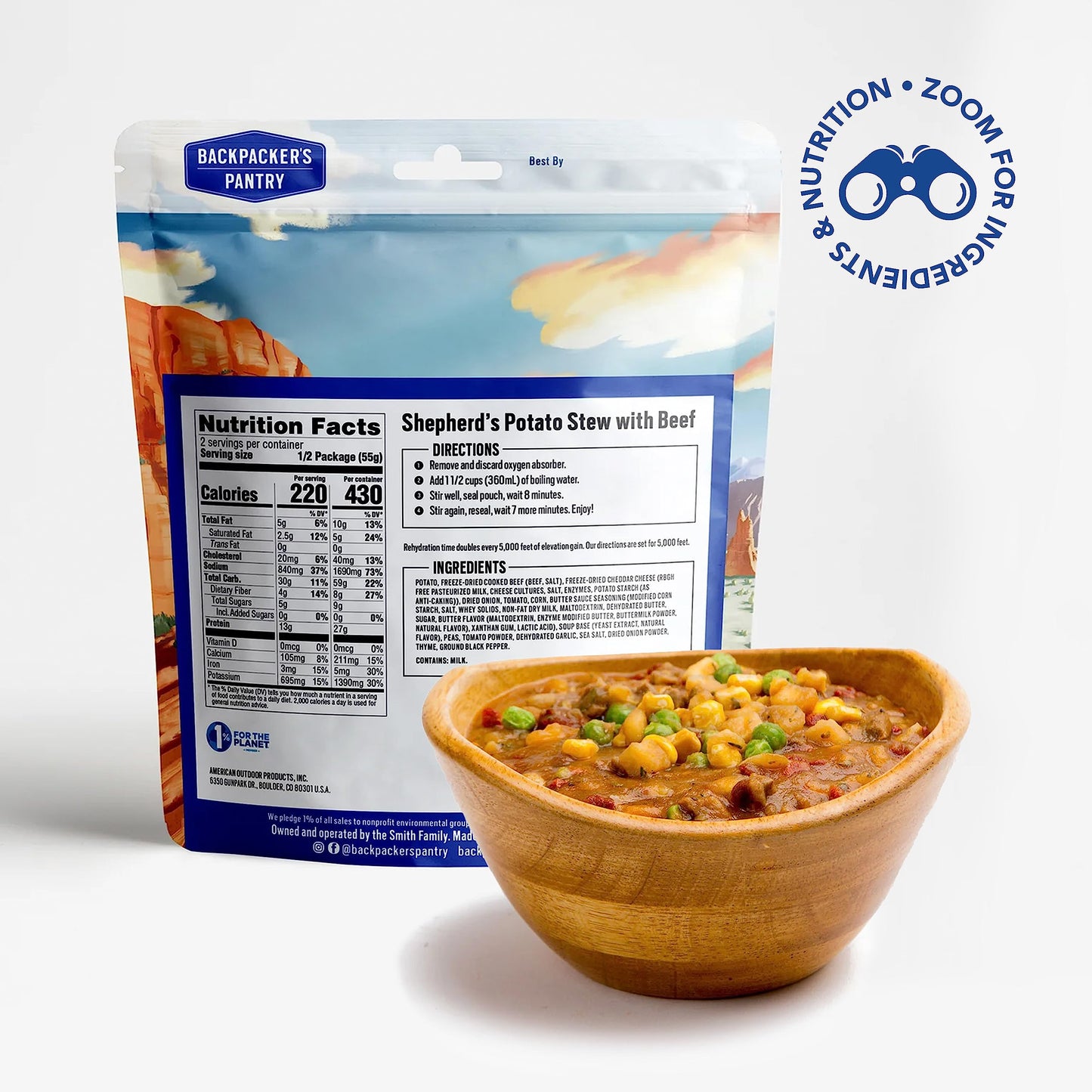 Backpackers Pantry Shepherds Potato Stew With Beef, 2 Servings Per Pouch (6 Count), Freeze Dried Food, 13 Grams Of Protein, Gluten Free