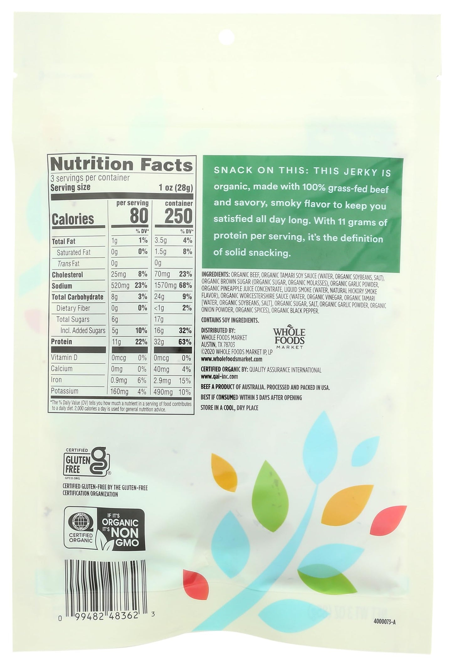 365 By Whole Foods Market, Organic Beef Jerky, Original, 3 Ounce