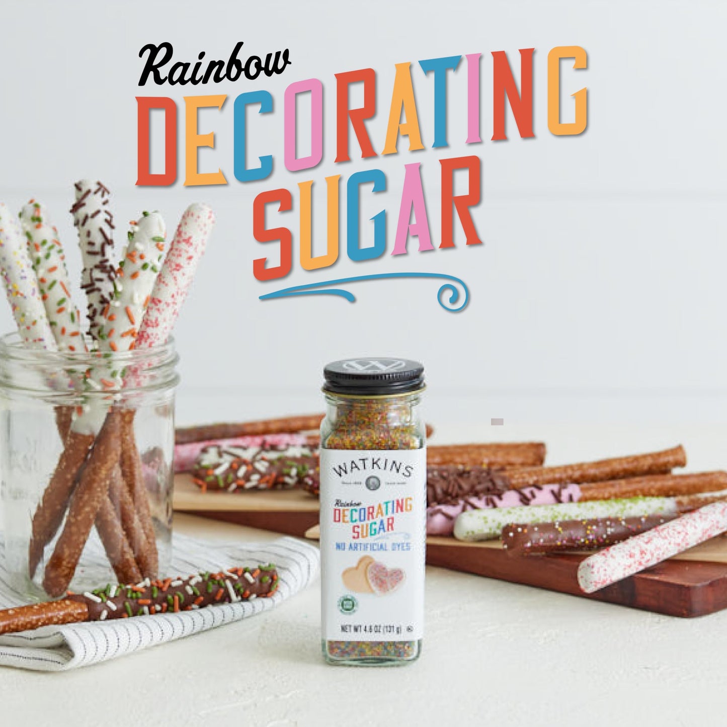 Watkins Rainbow Decorating Sugar, Non-Gmo, Kosher, 4.6 Ounce, 1-Pack
