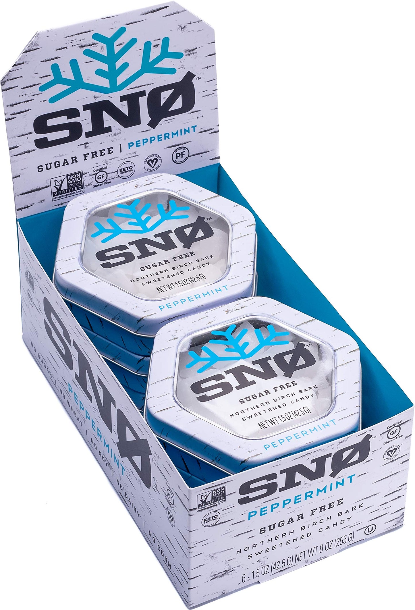 Peppermint Keto Xylitol Candy Chips (6-Pack) - Sn 1.5Oz Tin - Sugar-Free Candy With Only 2 Ingredients | Low Carbs, Diabetic-Fri