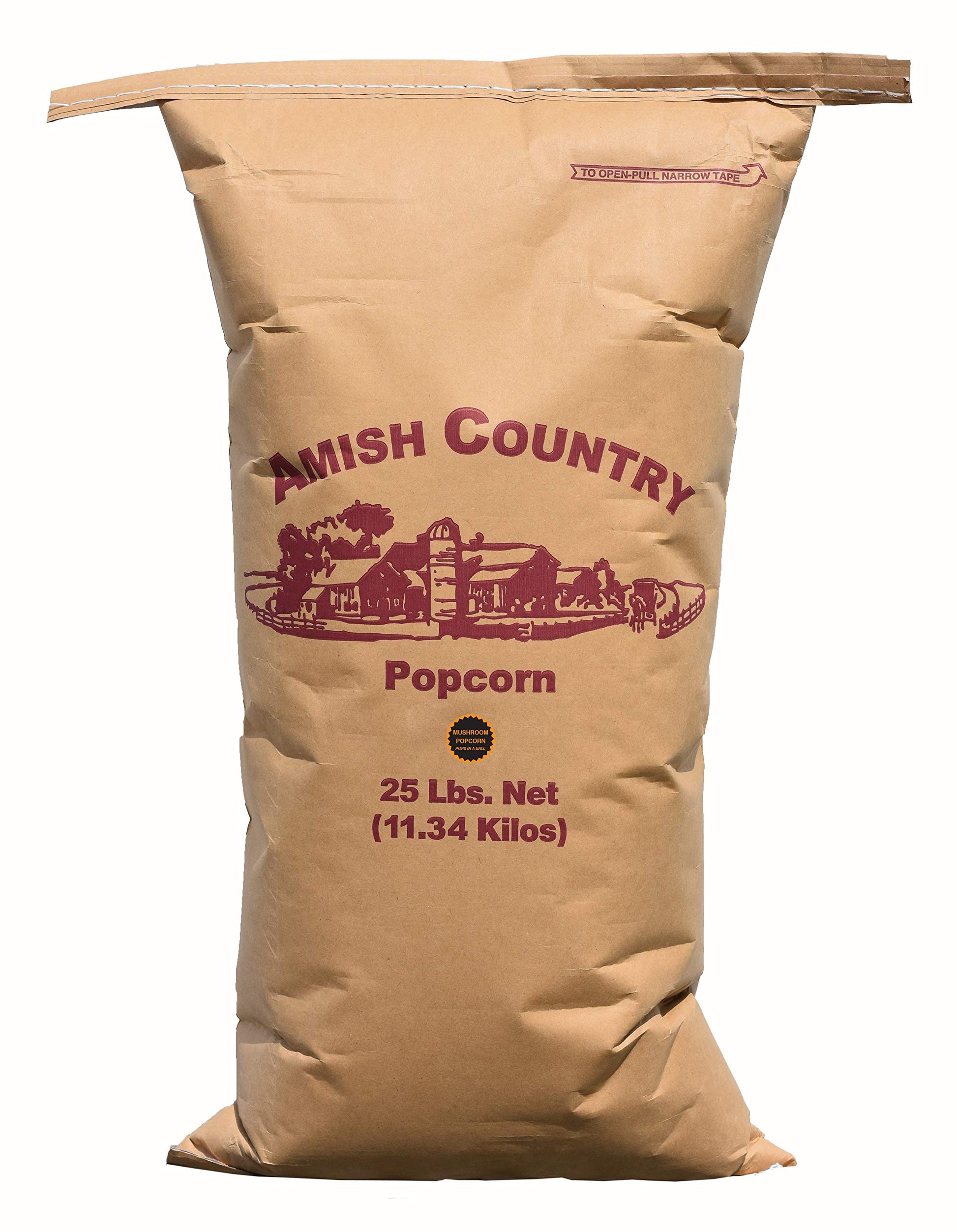 Amish Country Popcorn | 25 Lb Bag | Mushroom Popcorn Kernels | Old Fashioned, Non-Gmo And Gluten Free (Mushroom - 25 Lb Bag)
