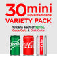 Coca-Cola Mini Can Variety Pack, 30 Cans (10 Each: Coke Classic, Diet Coke, Sprite), 7.5 Fl Oz, Red/White/Clear