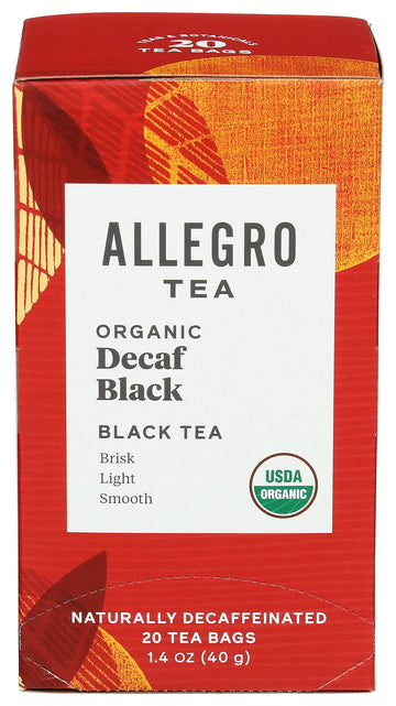 Allegro Organic Decaf Black Tea Bags, 20 Count - Premium Quality Herbal Tea, Caffeine-Free for Relaxation and Enjoyment