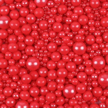 Red Sprinkles For Cake Decorating, Toppings Cake Decorations 3.5 Ounce, Edible Sugar Pearls Mixing Sizes For Cupcake Topper, Coo