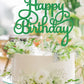 EONNCNT Happy Birthday Cake Topper - Green Glitter Paper Decoration - Model MOUCCT-HB