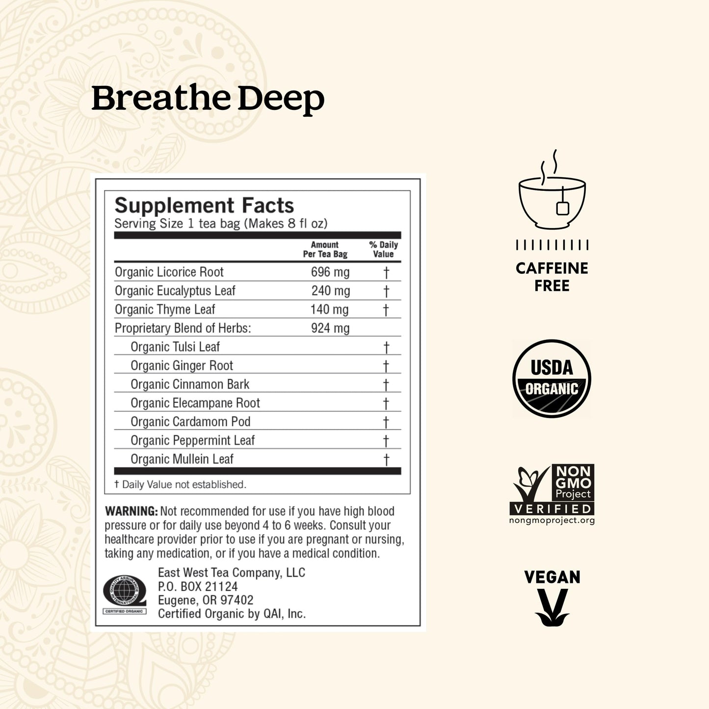 Yogi Tea Breathe Deep Tea - 16 Tea Bags per Pack (6 Packs) - Organic Respiratory Tea - Supports Respiratory Health - Includes Li
