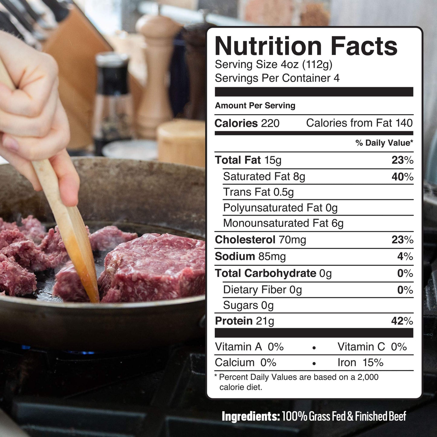 Pre, Ground Beef 85% Lean/15% Fat, Grass-Fed, Pasture-Raised, 1 lb