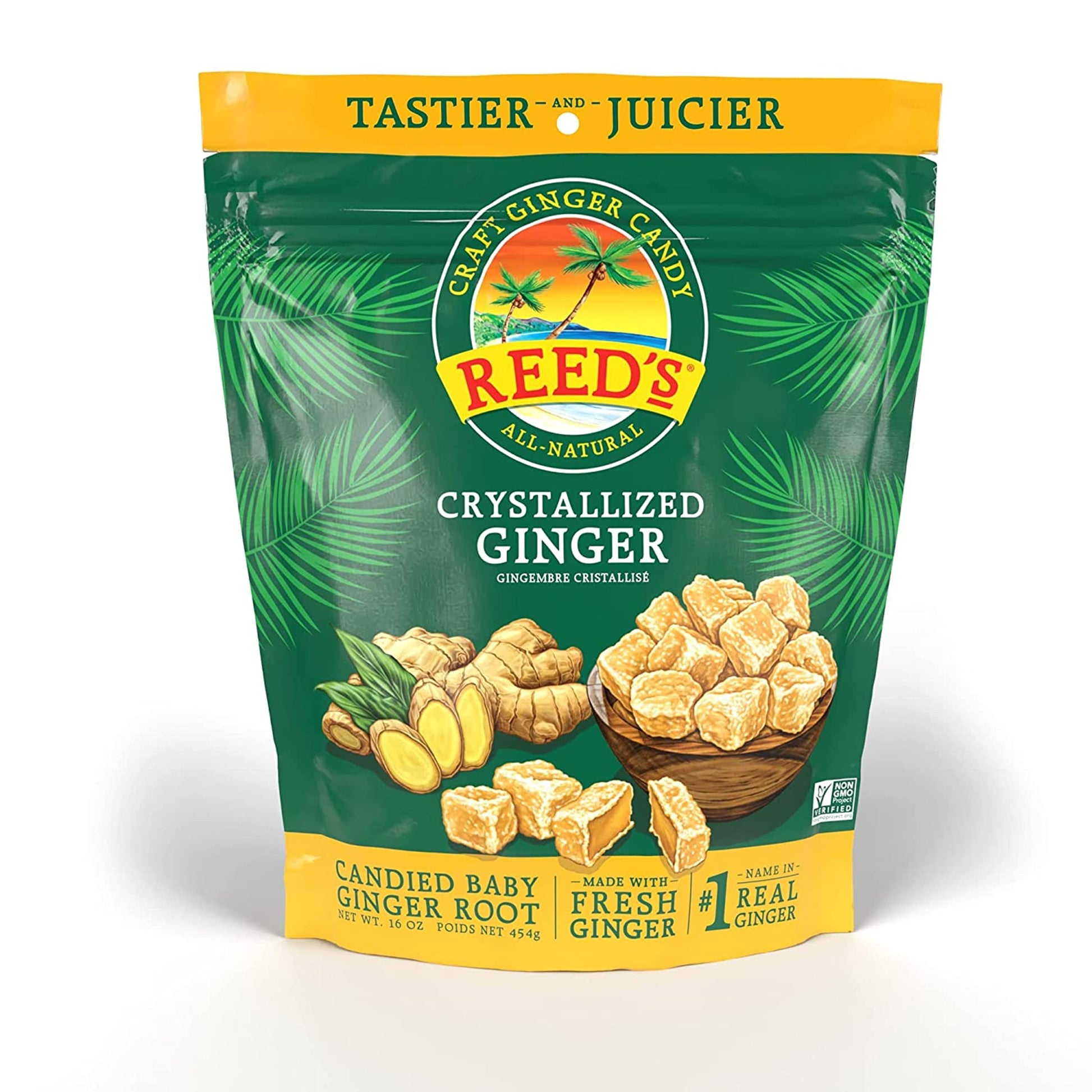 Reed'S All Natural Crystallized Ginger Nuggets In A 16 Oz Resealable Bag - Baby Ginger Root Fruit Slices Sweetened With Raw Cane
