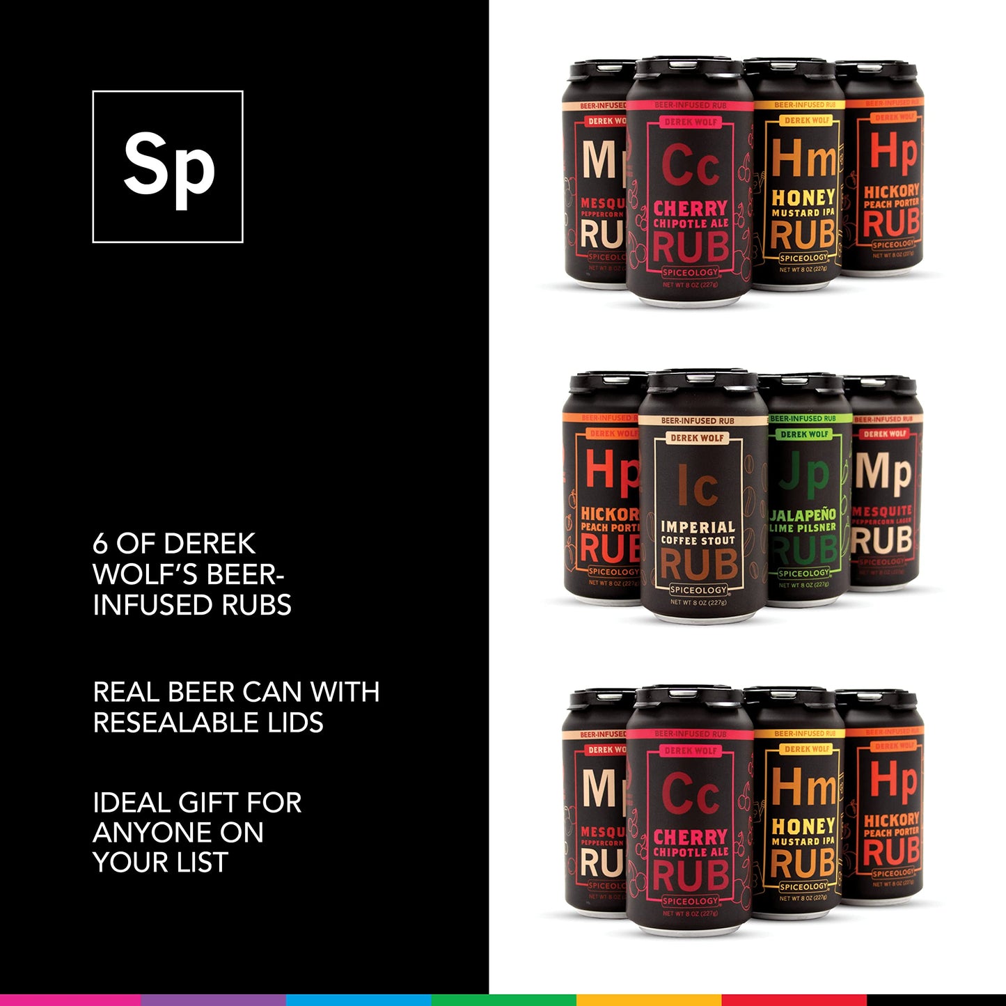 Spiceology malt-inspired-Infused BBQ Rub Set - 6 Pack, Includes Cherry Chipotle Ale, Honey Mustard IPA, Hickory Peach Porter, and More, 12 Ounce