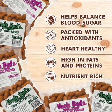 Jerky-n-Spice Uncle Buds Deep Fried Peanuts in Shell - 6 Pack, 3 Dill Pickle & 3 Ranch, Crunchy High-Protein Snacks, 7 inches