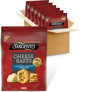 NABISCO Sargento® Cheese Bakes Aged White Cheddar Crackers, 27 oz, Bulk Snacks, Lunch Snacks, 6-4.5 oz Bags