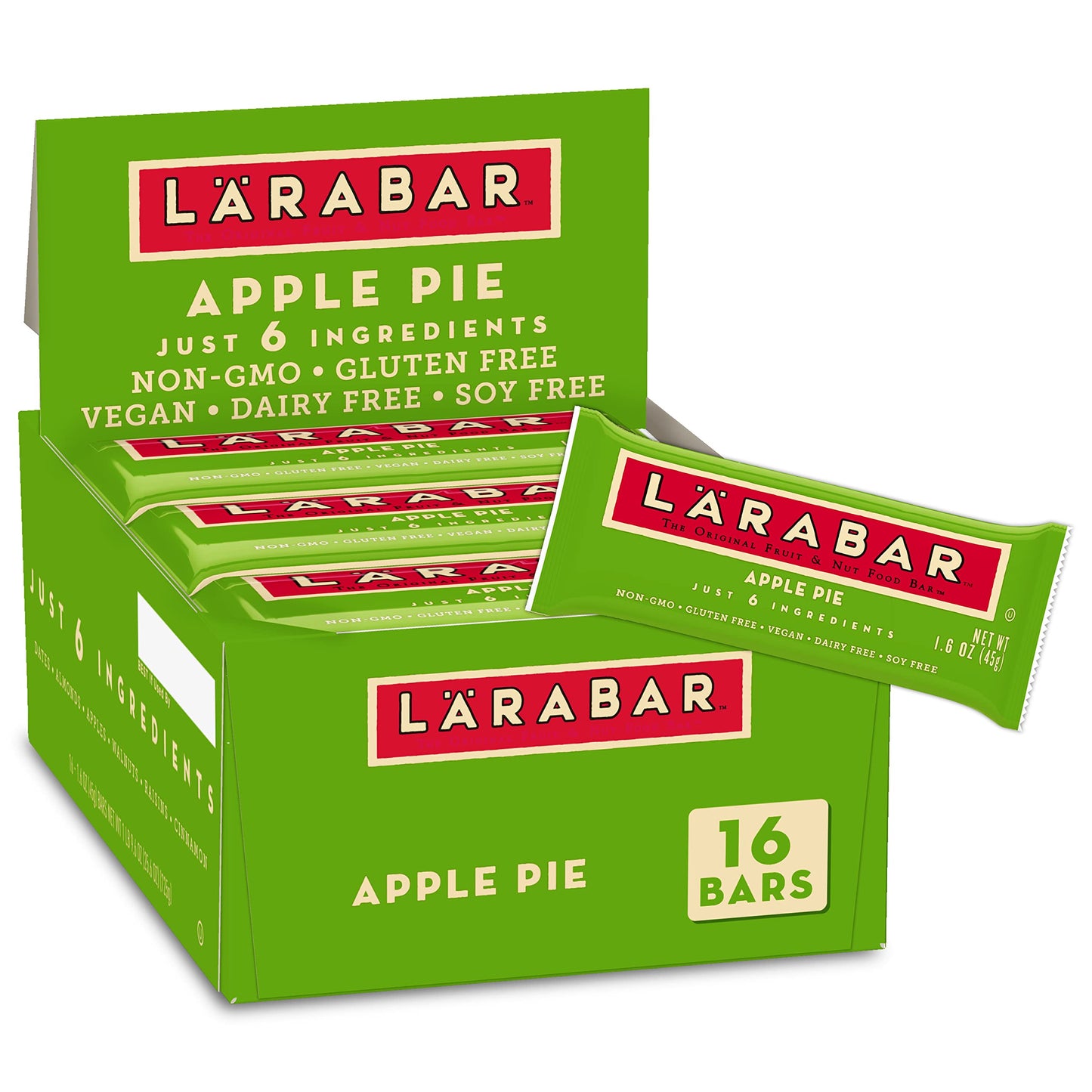 Larabar Apple Pie, Gluten Free Vegan Fruit & Nut Bar, 1.6 Oz Bars, 16 Ct
