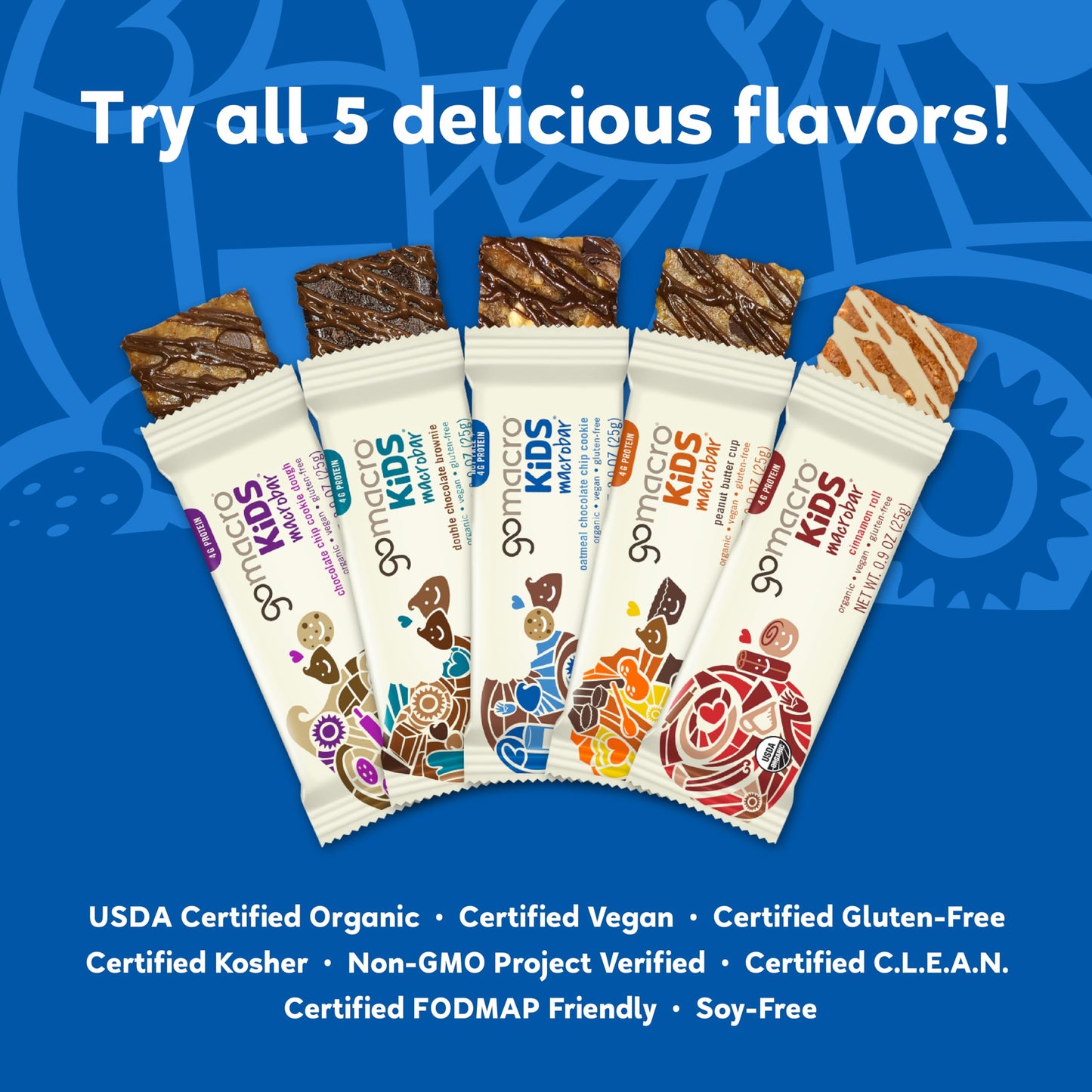 Gomacro Kids Macrobar Organic Vegan Snack Bars - Oatmeal Chocolate Chip Cookie (090 Ounce Bars, 7 Count)