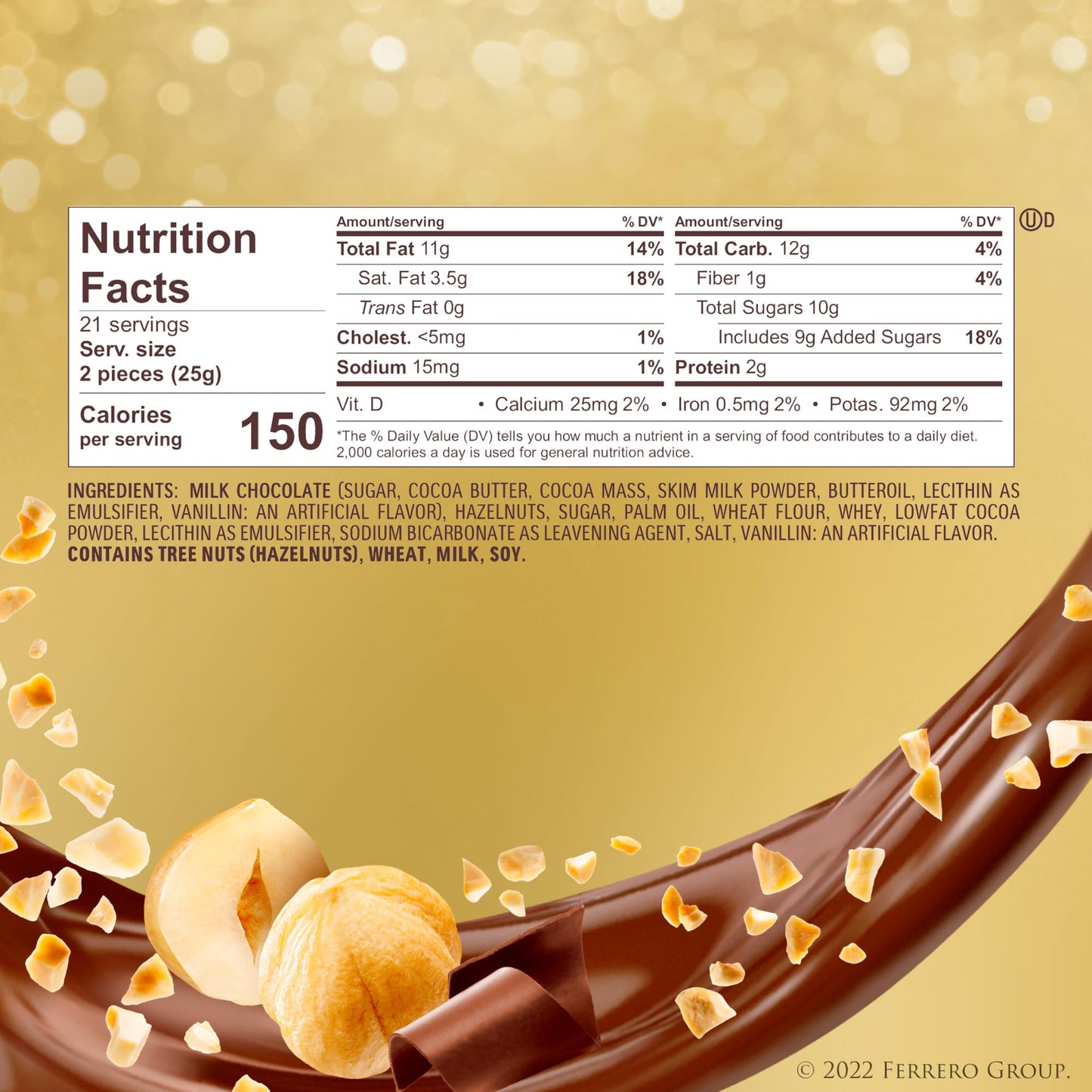 Ferrero Rocher, 42 Count, Gourmet Milk Chocolate Hazelnut, Chocolate Gift Box, Individually Wrapped, 18.5 Oz