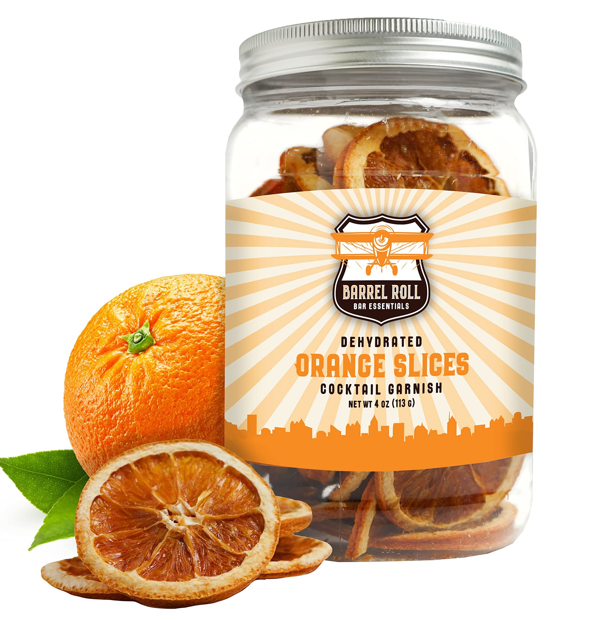 Barrel Roll Bar Essentials Dried Orange Slices for Cocktails, 4 Ounces, Preservative Free, Large Dehydrated Oranges