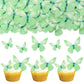 Gyufise 72Pcs Edible Butterfly Cupcake Toppers & Decorations For Butterfly Theme Baby Shower & Kids Birthday Party Cake Supplies - Green