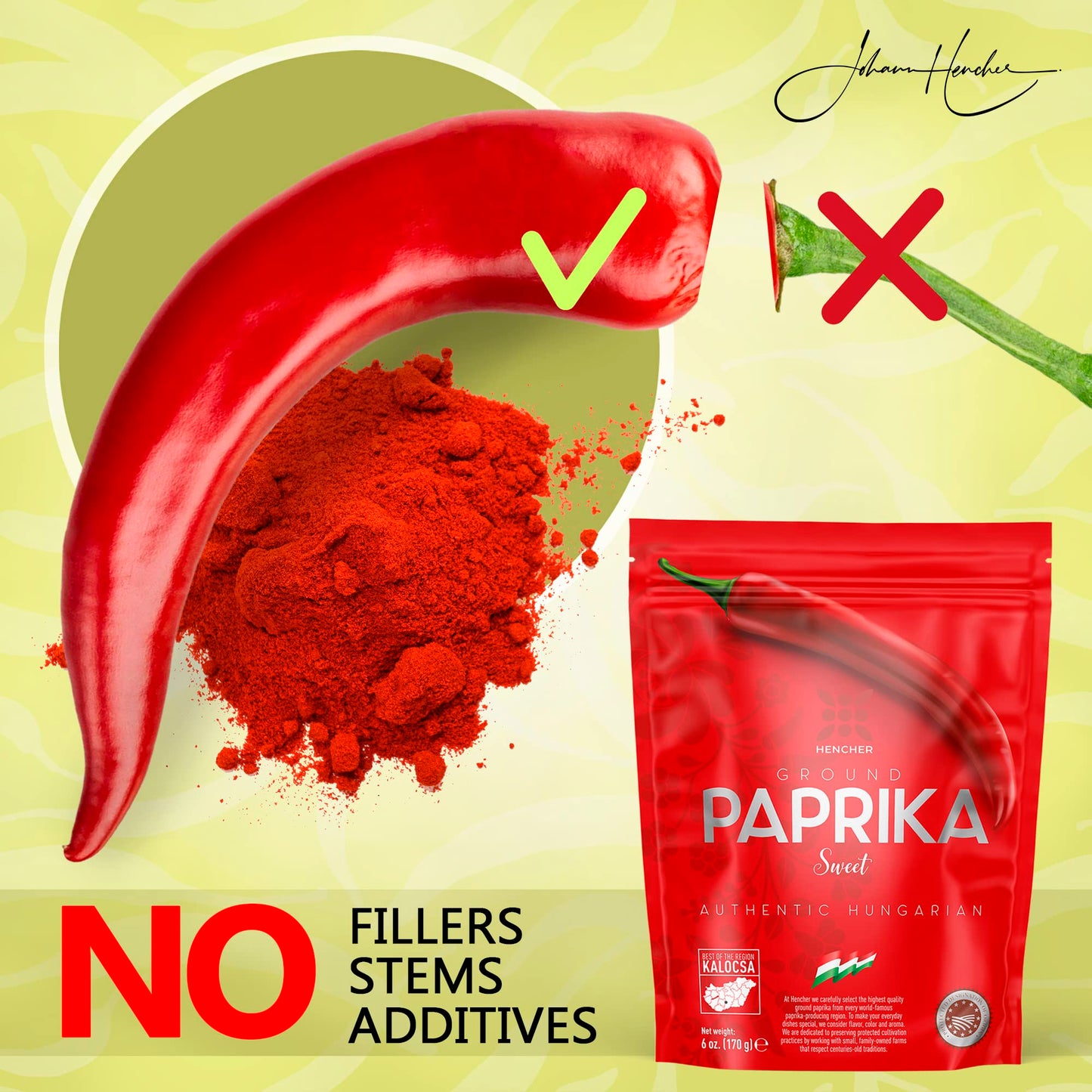Artisan HOT Hungarian Paprika Powder (6oz/170g) Non-GMO, Imported from Hungary, Amazing Color, Unrivalled Flavor