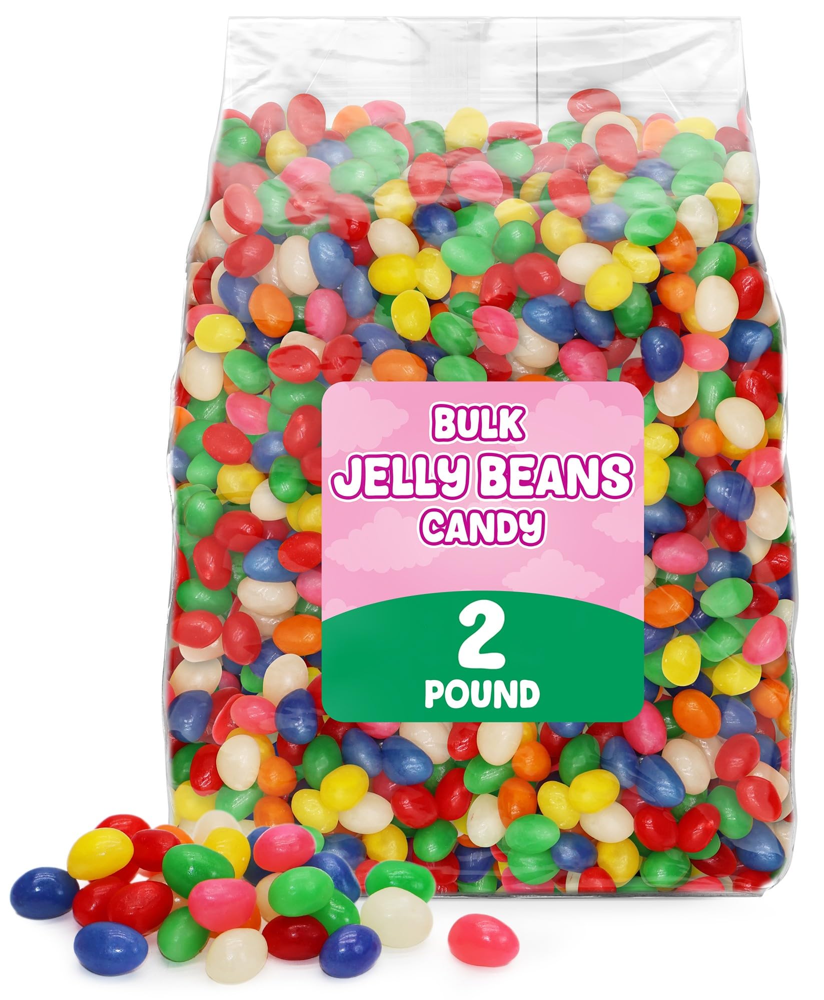 GEEOOLLAH Bulk Classic Jelly Beans Candy - Assorted Flavors, 2 LB Bag, 15.7 x 5.2 x 17.2 cm