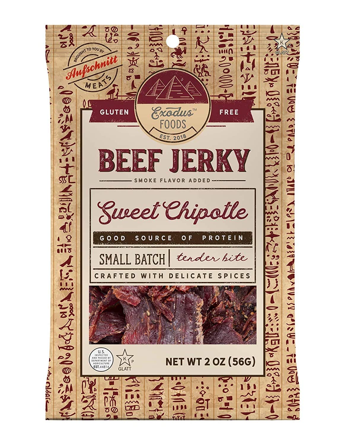 Exodus Passover Beef Jerky | Kosher (Star-K Certified) | Gluten Free (Sweet Chipotle, 24 Pack) | By Aufschnitt Meats