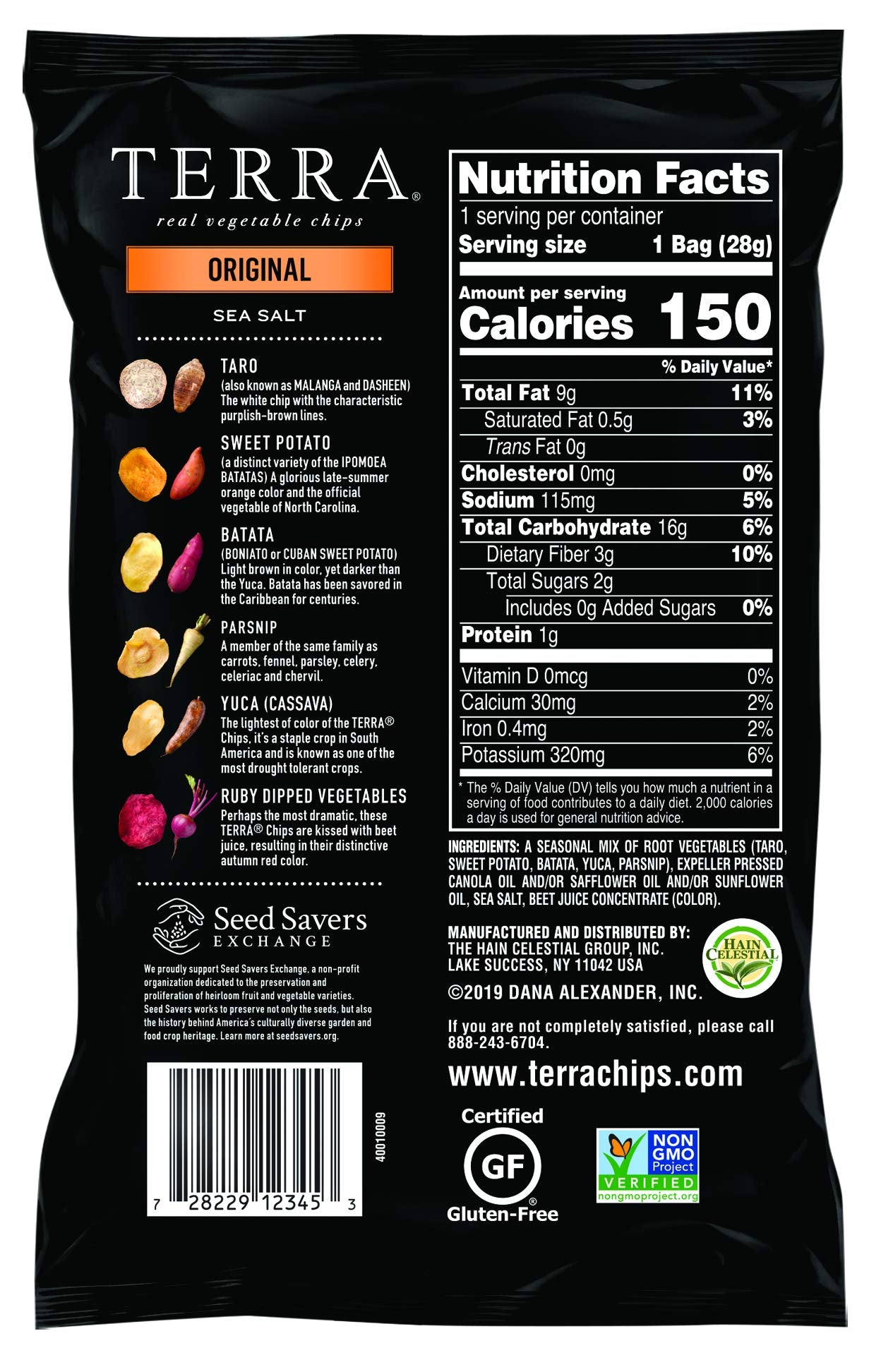 Terra Vegetable Chips, Snack Size Variety Pack, Original, Blues And Sweet Potato (Pack Of 24)